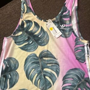 Adidas Tropical Leaf Tank Top in Pink and Green